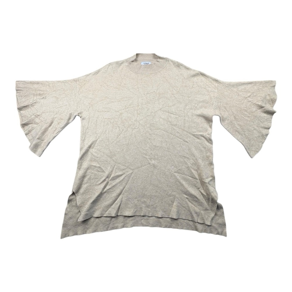 BLVD Beige Knit Sweater‎ Medium Bell Sleeve Asymmetrical Hem